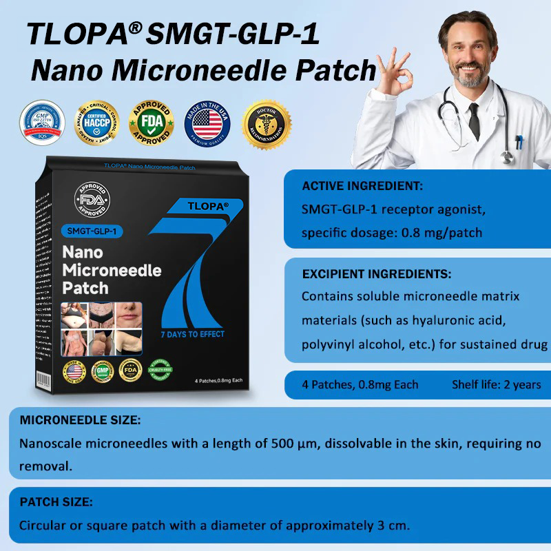 TLOPA® Nano Microneedle Patch with SMGT-GLP-1 & Matrixyl 3000 – Slimming,👨⚕️ Skin Tightening, Blood Sugar Support, No Injection, 7-Day Result